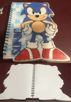 Die-Cut Sonic Shape Plastic Cover Note Book