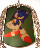 Fake Sonic Green Enamel Dog Tag Necklace