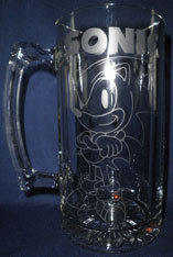 Etched Glass Bootleg Beer Mug