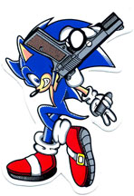Gun & Bullet Badly Drawn Sonic sticker