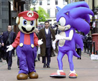 Sonic & Mario Costume Characters together