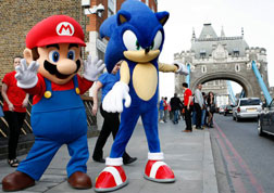 Sonic Mario Tower Bridge Mascots