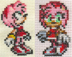 Amy Rose Cross Stitch Sprites