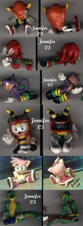 Chaotix & Amy Mini Sitting Fan Figures