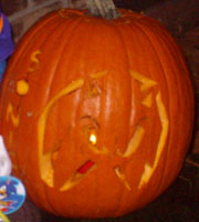 Sonic face carved pumpkin