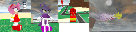 Roblox fan models Amy, Blaze, Knuckles, Super Sonic