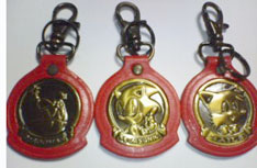 Red & Brass Relief Sonic Tails Egg Keychains