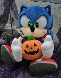Pumpkin Holding Caped Sonic Doll