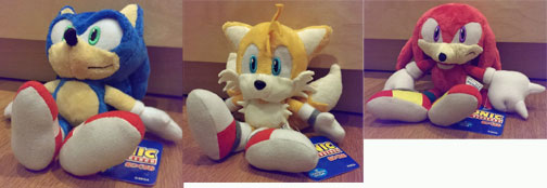 Sanei Sonic Tails Knuckles Embroider Eye Plushes