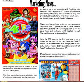 Chuck E Cheese Focus 4 Kids Magazine