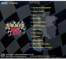 Sonic R CD Music Back Cover