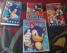 4 Sonic the Hedgehog theme Birthday Cards