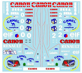 Canon Williams Model Car Waterslide Decal Sheet