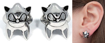 Sonic Face Stud Small Earrings Steel