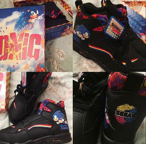Rare Black Sonic Sega Shoes 1990s