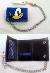 Sonic Face Blue Chain Wallet Hot Topic