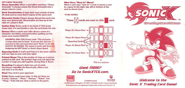 Sonic X Card Game Booklet