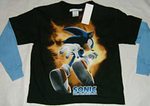 Kiddie Size Blue Thermal Sleeve Variant Sonic Shirt