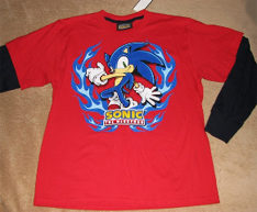 Red variant blue flames long sleeve Sonic jump shirt