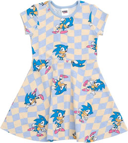 Girls Dress Sonic Checker Fabric Kids