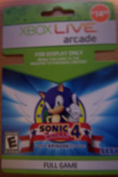 Xbox Live Sonic 4 Buying Card