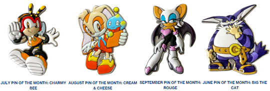 Sega Shop Monthly Pins 4 Characters