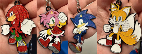 Zen Monkey Glitter Metal Keychains 4