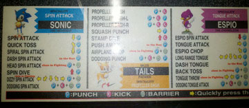 Sonic Tails Espio Fighting Moves List