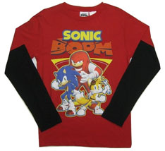 Long Sleeve Red Double Tee Triangle