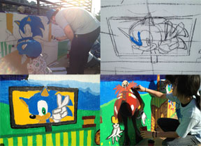 Sonic themed wall mural