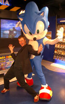 Plastic Head Sonic Costume at a Con Photo