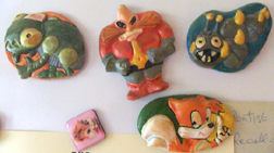 Plaster fridge magnets molded