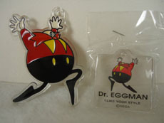 Clear plastic Eggman Keychains