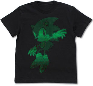 Green ASCII Art Sonic Black Tee