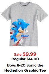 Kohls Movie Sonic Gray Tee