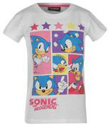 Girls Sonic Faces Pannels White T-shirt