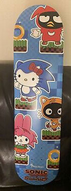 Hello Kitty Sonic Crossover Skateboard Deck