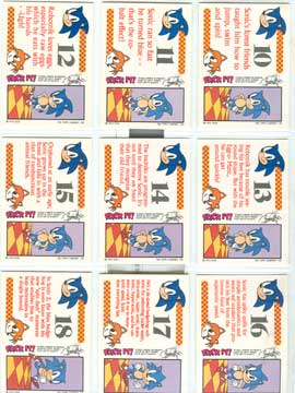 Card backs 10 through 16 with story