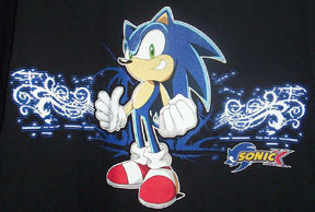Blue White Curls Black Sonic Shirt