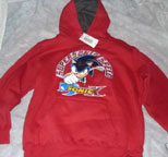 Red hooded sweatshirt super sonic speed