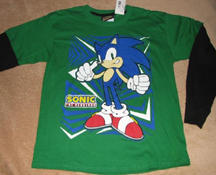 Green triangle long sleeve double tee