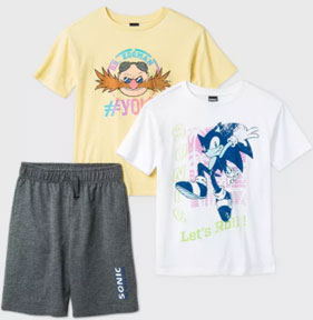 Boys Girls 3 Piece Jogging Set Sonic Eggman