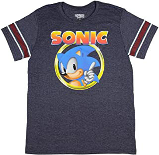 Football Style Stripe Sleeve Sonic Tee