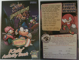 Dennys Sonic Underground Activity Book