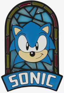 Stain Glass Style Sonic Portrait Pin