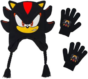Tassle Beanie Hat Gloves Shadow Black Set