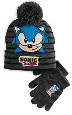 Kohls Stripe Pompom beanie gloves set