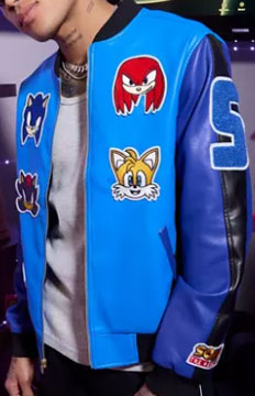 Varsity Style Faux Leather Sonic Jacket