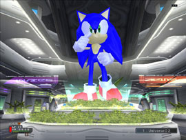 Sonic statue in shopping area